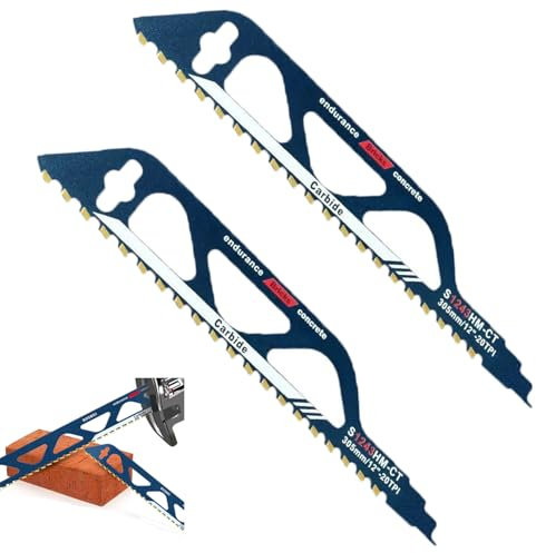 anneratteryer 2 Pezzi Lame Sega Gattuccio Legno,Lame Sega Gattuccio Metallo,Lame Per Sega a Gattuccio Legno e Ferro,Accessori Per Il Taglio Di Calcestruzzo Poroso,Mattone Rosso (S1243Hm 305mm)