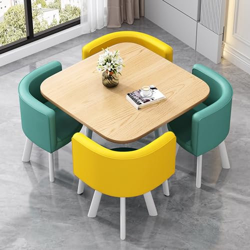 Moderno juego de mesa de comedor redonda de 5 piezas con 4 sillas, ideal para sala de estar, cocina u oficina, muebles cómodos y funcionales de 80 cm