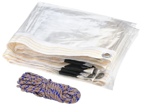 QWORK® 1m x 2m wasserdichte Transparente PVC Plane mit Ösen, Wetterfeste und Strapazierfähige Plane, Ideal für Innen- und Außenanwendungen