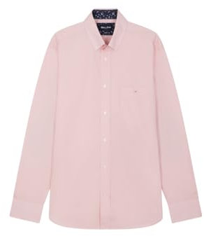 Eden Park Chemise en popeline de coton pour homme avec col boutonné et coudières imprimées, coupe droite, Rose/Sunny San Diego, XXL