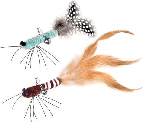 GoldenSun Cat Toys Feather Toy for Indoor Cats, Replacement Cat Teaser Toys, Interative Bell, Kitten Toy Chase and Exercise