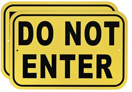 M METERXITY 2-Pack Do Not Enter Sign 12x8 Inch Aluminum, Black On Yellow | Rust Free Waterproof, for Business Door, Pool, Courtyard, Prohibition Reminder Sign