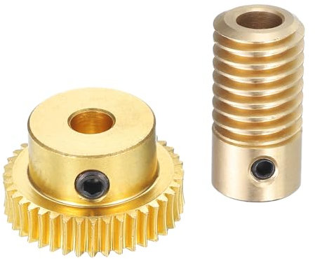 QUARKZMAN Set Ingranaggi a Vite senza Fine - Modulo 0,5 Rapporto Riduzione 40:1 Dia Foro Albero Ingranaggio 5mm e Dia Foro Ruota Ingranaggio 5mm Ruota Dentata 40T Ruote a Vite (Ottone)