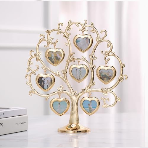 CustomizeFactory Benutzerdefinierte Baum Fotorahmen Baum Genealogie Familie Fotorahmen Rahmen mit Fotos Wanddekorationen Tischdekorationen Jubiläum/Familie Geschenke (Herzförmig - 8 Fotos)