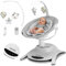 Lionelo Bella Electric Baby Bouncer for Infant with 360° Seat 6 Swing Motions 12 Melodies 5-Speed Rocker Levels, 3-Toy Bar, Backrest Adjustment, Motion Detection Safety Harness Remote & Modes (Grey)