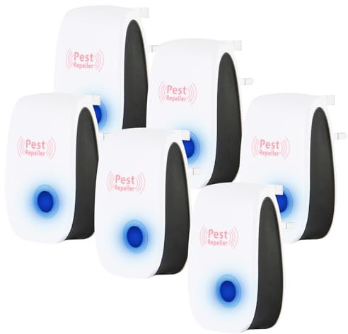 AOOWU Ultrasonic Pest Repeller, 6 Pack Powerful Mouse Repeller Plug in Pest Control, Ultrasonic Rat Repellent, Effective Against Mice, Rat, Mosquito, Spider, Cockroach, Moth, Harmless to Pets & Human