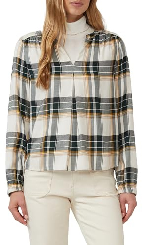 s.Oliver Karo-Bluse mit Faltendetail und elastischen Ärmelbündchen