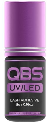 QBS® UV Glue for Eyelash Extensions Kit | Black Lash Adhesive with UV LED Lamp | Fast Drying & Water Resistant | Long Lasting Professional Eyelash Extension Glue (5g)