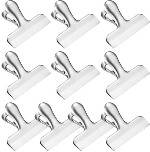10 Pièces Pince Sachet Alimentaire Clip, 78 mm Pince Alimentaire Cuisine Métallique, Pinces Alimentaires à Sac Acier inoxydable, Grandes Pinces à Sachets pour Papier Bureau Cuisine
