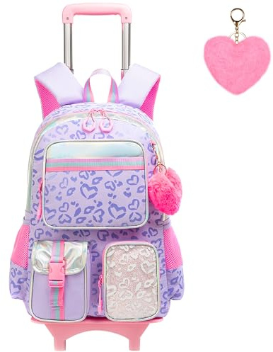 HTgroce Panier à Roulettes Fille Primaire, Sac à Dos pour Enfants qui Va à l'école et Qui Voyage CP, CE1, CE2, CM1