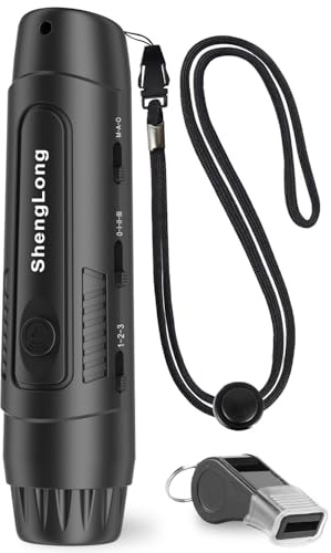 Shenglong Electronic Whistle with 3 Tones & 3 High Volume Settings - Battery Powered Emergency Safety Whistle for Coaches Referees, Teachers Outdoor Sports, Camping, Sporting Goods with Lanyard
