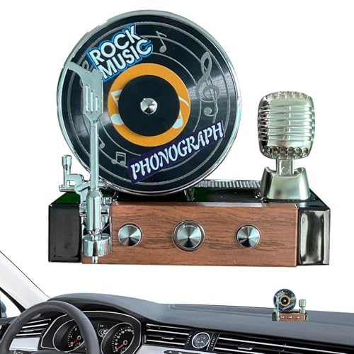 Sucritude Plattenspieler Auto Duftbaum - Solargeruchsdiffusoren Fürs Auto | Solarbetriebener Aromaduft Retro Deko Für Autoinnenraum