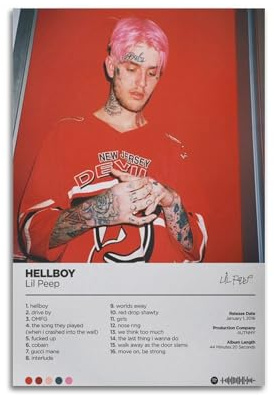 FDRPMHC Lil Peep – Hellboy Album-Poster, Leinwand, Wandkunst, Dekor, Wohnzimmer, modern, Familienschlafzimmer, 30 x 45 cm, ungerahmter Stil