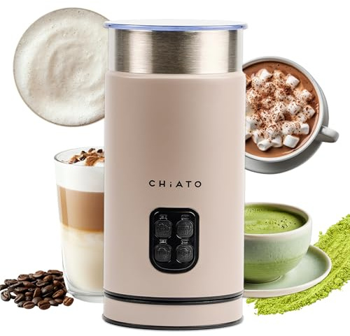 CHiATO milkPLAY Milchaufschäumer Elektrisch & Milchschäumer - 4- in-1 Milk Frother, Milchkocher & Milchwärmer für Cold Foam, Matcha, Kakao & Latte Macchiato (Cream)