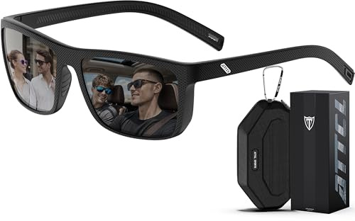 ATTCL Sonnenbrille Herren Polarisiert UV400 Leicht TR90 Autofahren Reise | HD TAC Linse, Blendschutz, Rutschfest,Verspiegelte Scheibe, Rechteckig Rahmen, Modern, Wanderung, Cat 3