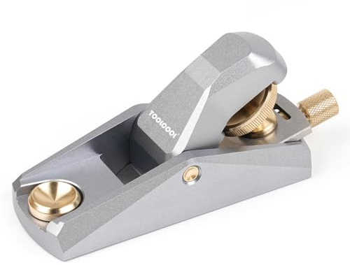 TOOLCOOL Low Angle Block Plane Wood Plane Mini Hand plane For Woodworking Aluminum Alloy Body Adjustable Blade Depth (Silver)