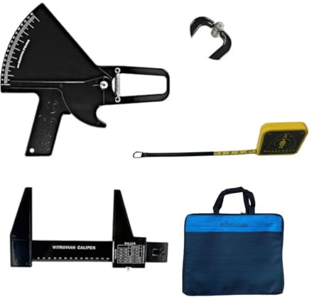 AnthroFlex Basic Anthropometry Kit with Slim Guide Skinfold Caliper, Lufkin W606PM Anthropometric Tape Measure, Small Bone Anthropometer, Manual with Charts for Measuring Body Fat Percentage (Black)