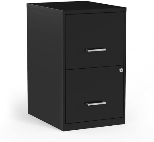 STAPLES 2-Drawer Vertical File Cabinet, Letter Size Documents, Lockable, 18.9 D x 14.3 W x 24.1 H, Black