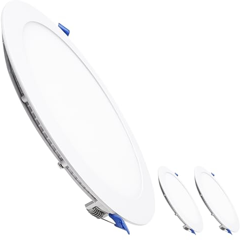 LED ATOMANT Packung mit 3 LED Einbaustrahler Downlight Rund Flach 220mm 20W, CCT (Farbwahlschalter Warmweiß, Neutralweiß oder Kaltweiß), Durchmesser 200mm, 1800 Lumen, Inklusive Treiber