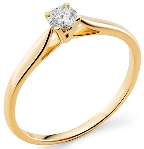 Orphelia Damen-Soltär Verlobungsring 18_k_(750) Gelbgold mit Rund Diamant '- Ringgröße 56 RD-3918/56