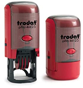 Trodat - Printy 46025 – runder Custom Stempel mit Wunschtext personalisieren, hier gleich online gestalten Gehäusefarbe schwarz– Adresstempel - Firmenstempel - mit Wunschtext – 25 mm -