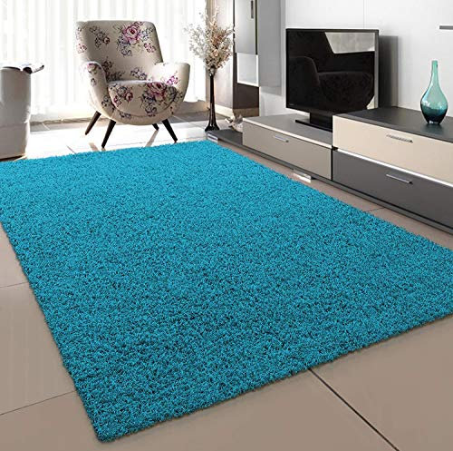 SANAT Teppich Wohnzimmer - Aqua Hochflor Langflor Teppiche Modern, Größe: 140x200 cm