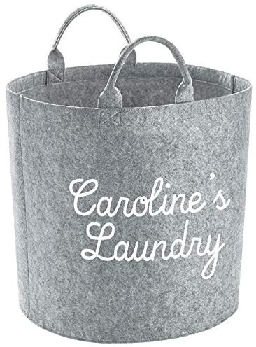 Hippowarehouse Personalised name laundry 1 Name Toys and Teddies Basket Babies Kids bedroom Foldable Storage Premium Felt 20 Litre and 50 Litre