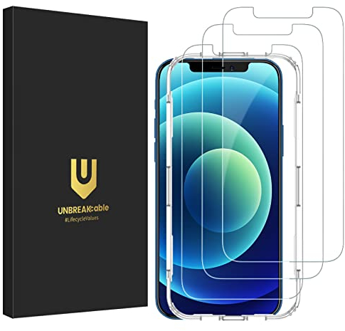 UNBREAKcable Panzer Schutz Glas für iPhone 12 und 12 Pro [3 Stück] Schutzfolie, 9H Härte Schutzglas, 2.5D Double Defense Displayschutzfolie, Kratzfest, Anti-Fingerprint und blasenfrei
