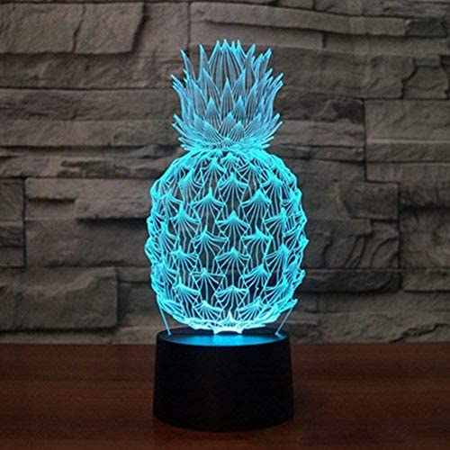 Xdorra LED Ananas dekorative Licht 7 Farben 3D Tropische Früchte Nachtlicht Zimmer Gadgets Schreibtische Lampe mit USB-Kabel, Erstaunliche Optische Täuschung Büro Schlafzimmer Dekorn Geschenke