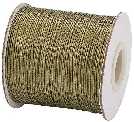 Cheriswelry Polyesterschnur mit Spule für Schmuckherstellung, Makramee, 0,5 mm, Dunkelkhaki