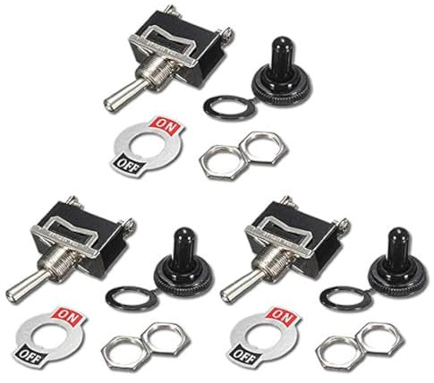 VUNIVERSUM 3X Stück Premium 2Pin 2 Position EIN Aus SPST Kippschalter Wippschalter Schalter mit Wasserdicht Schutzkappe für Boot Car KFZ Auto PKW Buggy Wohnmobil Wohnwagen On Off DIY AC DC 250V 15A