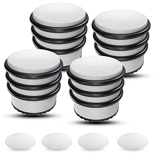 SilverRack® Türstopper Edelstahl Weiß Hoch [4 Stück] + 4 extra Wand Türstopper - Premium Tür Stopper ohne Bohren 1,1kg - Schwerer Türstopper Boden - 7,5x8cm Door Stopper