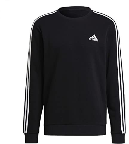 adidas Herren Essentials Fleece 3-Stripes Sweatshirt, Black/White, XL
