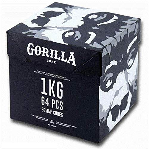 Gorilla Cube Shisha Kohle Naturkohle aus 100% Kokosnussschalen – 1 kg für Shisha & BBQ/Grill