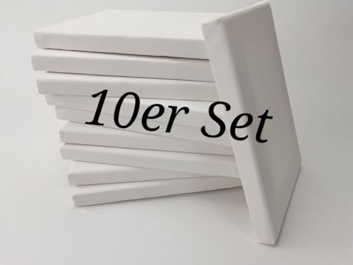 10 St Leinwand auf Keilrahmen aus Baumwolle -300 g/m² von Gr. 10x10 cm bis 40x40 cm (15x15cm)