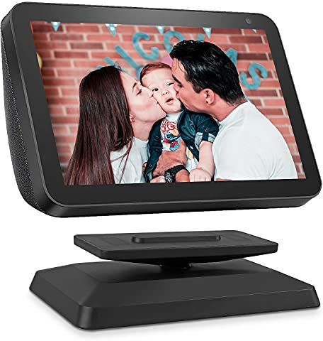Stand for Echo Show 8, Adjustable Mount Accessory Smart Speaker 360 Degree Swivel Holder for Echo Show 8 with Magnetic Attachment Anti-Slip Base,Black