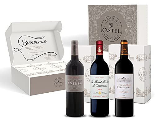 Coffret Cadeau - Vin Rouge - Coffret Grands Vins de Haut Medoc - Closerie de Camensac - Haut-Medoc de Giscours - Griffe de Barreyres - 3x75cl