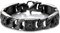 COOLSTEELANDBEYOND Herren Edelstahl Schwarz Panzerkette Armband mit Kreuz und Schädel, Biker Gotik, Poliert