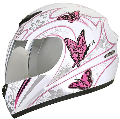 Zorax ZOR-819 Pink Butterfly S (55-56cm) Full Face Motorbike Motorcycle Helmet Road Legal ECE 2206 + Iridium Visor