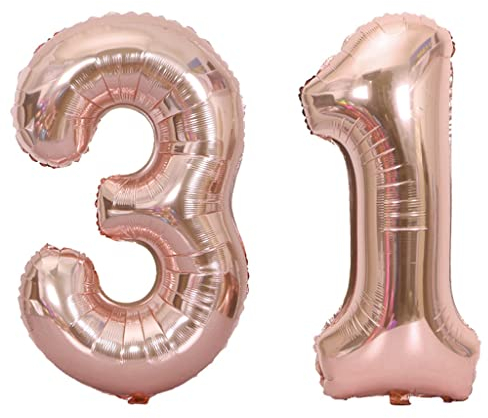 40 Zoll Luftballons Zahl 31 Rose Gold, Nummer 31 Luftballon Rosegold frau Luftballons 31. Geburtstag deko frauen Folienballon 31 Rose Gold 31 Ballons Große, Riese Heliumfolie Ballon 31 (number 31)