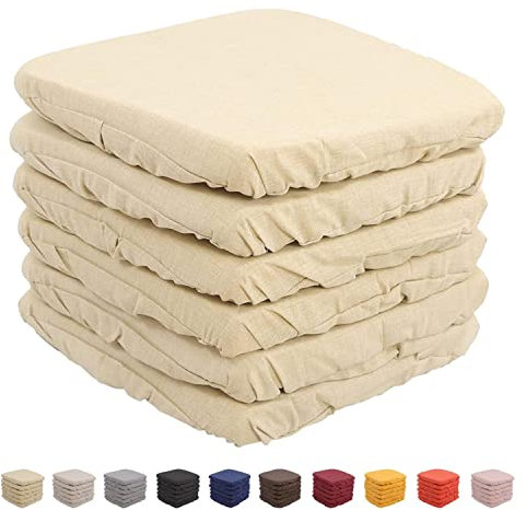 Set 6 Cuscini Sedia Vesto Con Elastico da Schienale Comodi Made in Italy in Cotone Imbottiti e Spessi 6 Cm (6 Crema)