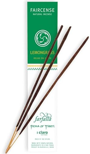 Farfalla Premium Bio Räucherstäbchen aus Tibet 10 Stück Natürliche Inhaltsstoffe Handgerollte Räucherwerke Faircense Incense Raumduft Indische Tratdition mit Bambusstab