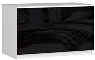 ADGO S90 2D 2SZ CLP Erweiterung für einen Kleiderschrank 90x55x51cm, Kleiner Zusätzlicher Zweitüriger Schrank, Standard Kleiderschrank, Stauraum, Deckenschrank, Vergrößerung (Schwarz Glanz)