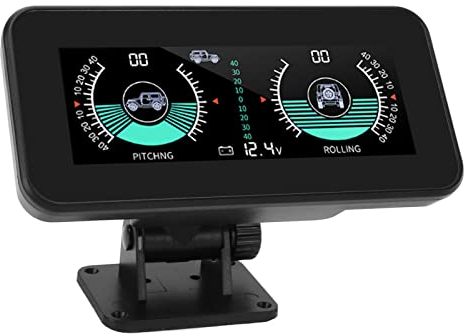 Fockety Auto-Neigungsmesser, Universeller Auto-HUD-GPS-Winkel-Neigungsmesser mit Farbigem HD-LCD-Display und Alarmmeldungen, Echtzeit-Head-Up-Display, Digitaler Neigungsmesser für Autos, Geländewagen