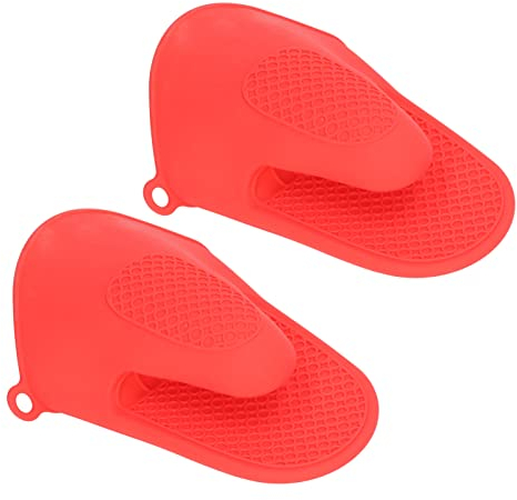 Lot de 2 Gants de Cuisine en Silicone, Résistants à la Chaleur, Mini-Gants de Four épaissi, Anti-brûlure, Gants de Cuisine, Manique pour Cuisine, Cuisson, Cuisson (Rouge)