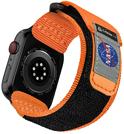 Hergestellt für Apple Watch, NASA-lizenziertes robustes Nylon-Leder-Sportarmband mit gewebtem Schlaufen-Design für iWatch Ultra 2/1, 49 mm/46 mm/45 mm/44 mm, robustes taktisches Ersatzband für Serie