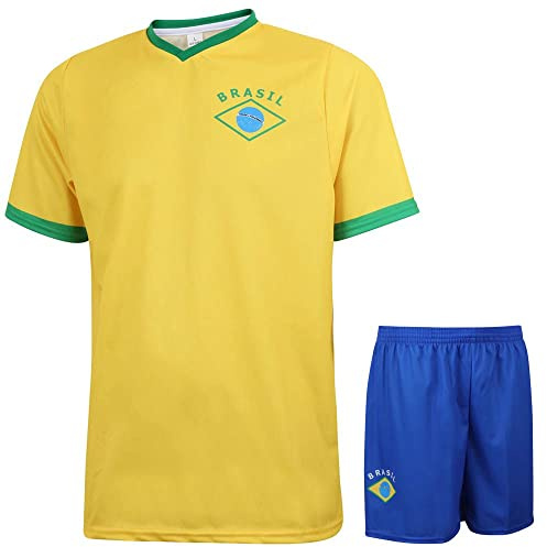 Brasilien Fußball Trikot Set Heim - Kinder und Erwachsene - Jungen - Sportsachen - Geschenk - Sport t Shirt - Sportbekleidung - Größe 164