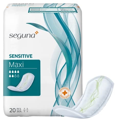 SEGUNA Sensitive Maxi, Inkontinenzeinlagen für Frauen und Männer, Einlagen bei mittlerer Inkontinenz & Blasenschwäche (Beutel (20 Stück))
