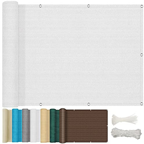 NINGBAI Brise-Vue pour Balcon 100 x 450 cm Toile De Balcon, Ecran De Protection, Couverture De Confidentialité Écran Protection Contre Le Vent, Les Intempéries pour Jardin et Lieu de fête, Blanc