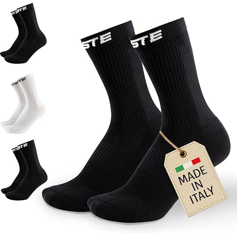 PASTE ® 3 Paar Performance Fußball Socken Schwarz/Weiß (Gr. 42-44) - Fussball-Socken Damen & Herren - Anti-Rutsch Fußballsocken - Sport-Socken atmungsaktiv - Football Grip Socks für Männer & Frauen
